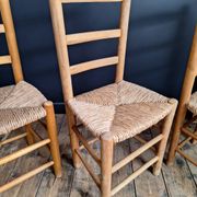 3 vintage straw chairs, antique seating furniture