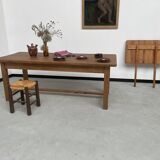 Solid pine table with its extension, 1950s