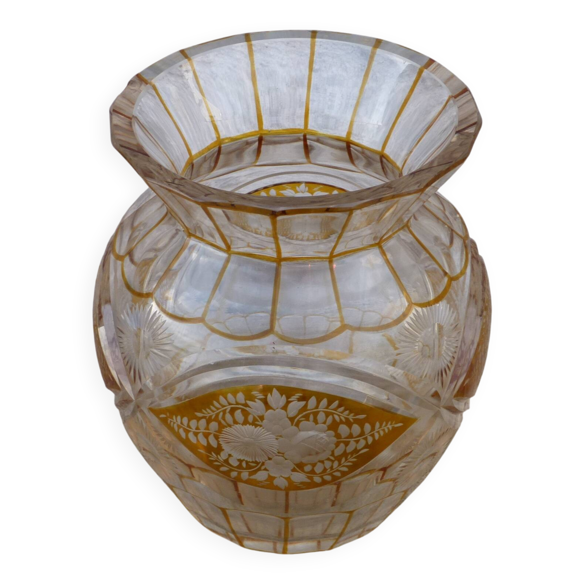 Antique two-coloured cut crystal vase from Lorraine.