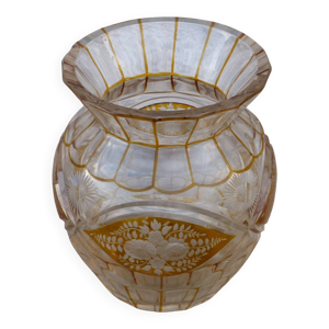 Vase ancien bicolore - cristal lorraine