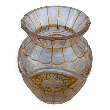 Antique two-coloured cut crystal vase from Lorraine.