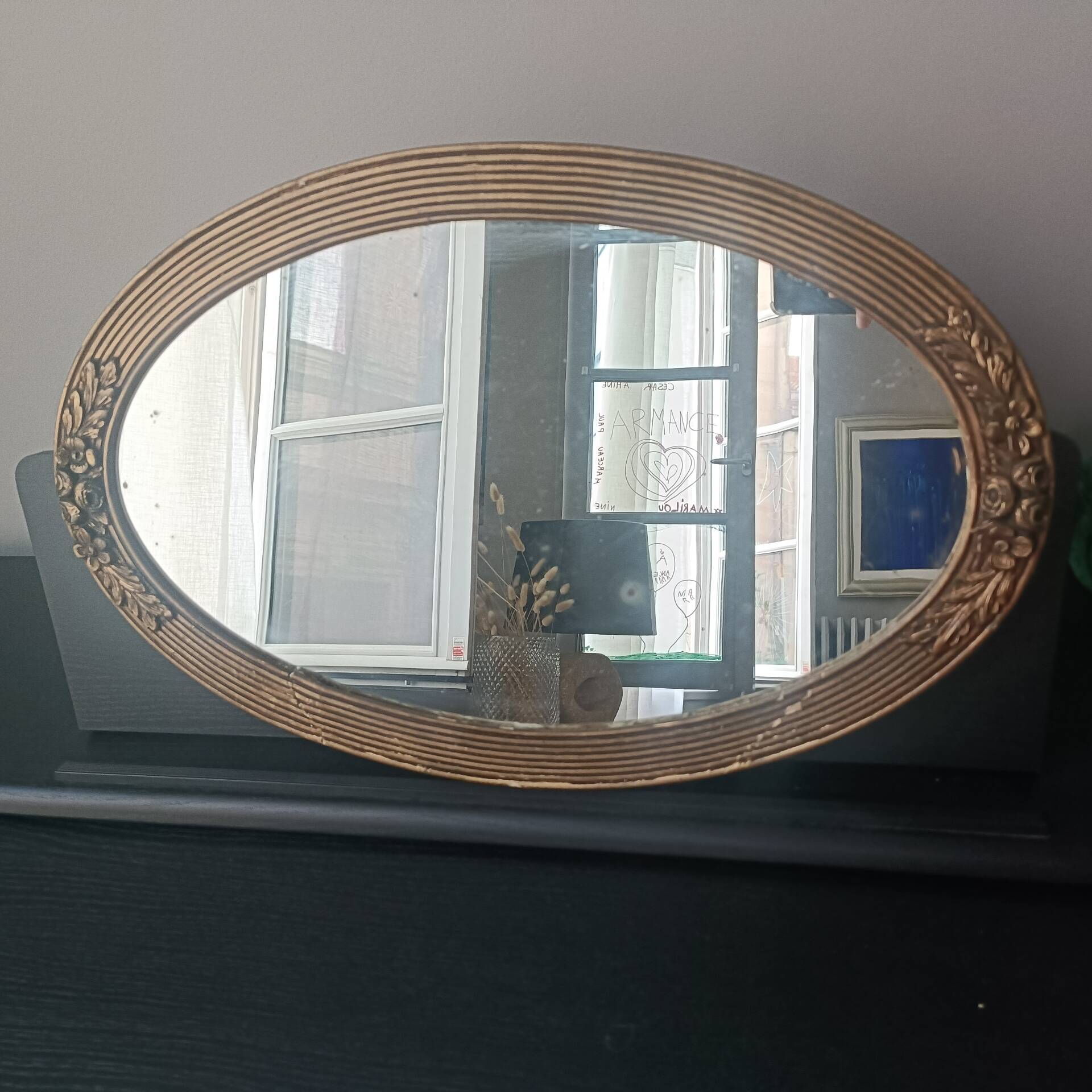 Art Deco oval mirror