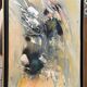 Abstract Lyrical Tableau Oil on Canvas Black and Gold Frame 1960s