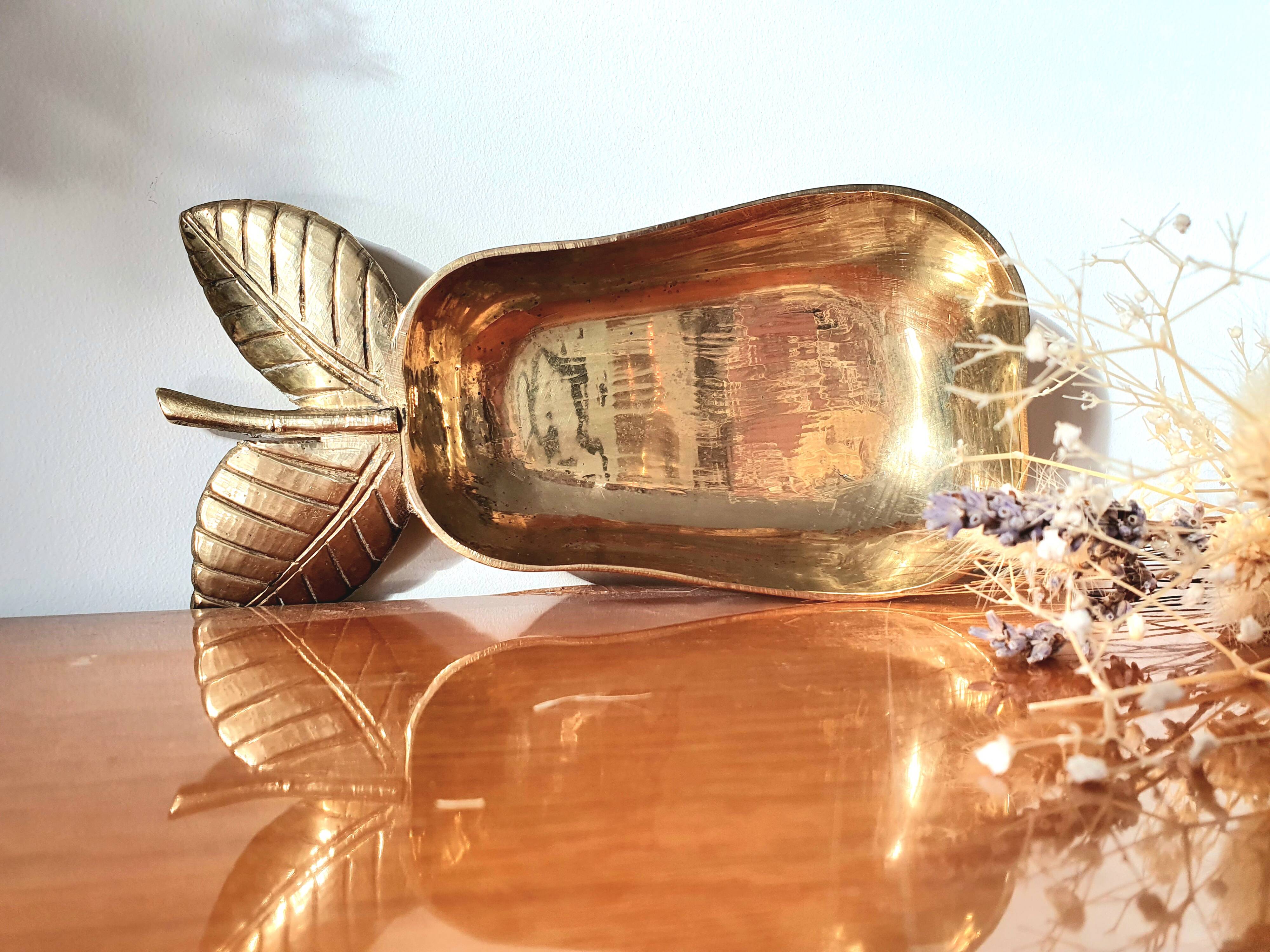 Vintage brass pear pocket empty