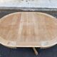 Extendable round dining table with central leg, renovated in raw wood, 20th century