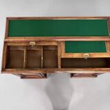 Bureau du début siècle style Victorien en bois et feutre vert anglais Maison Briotet
