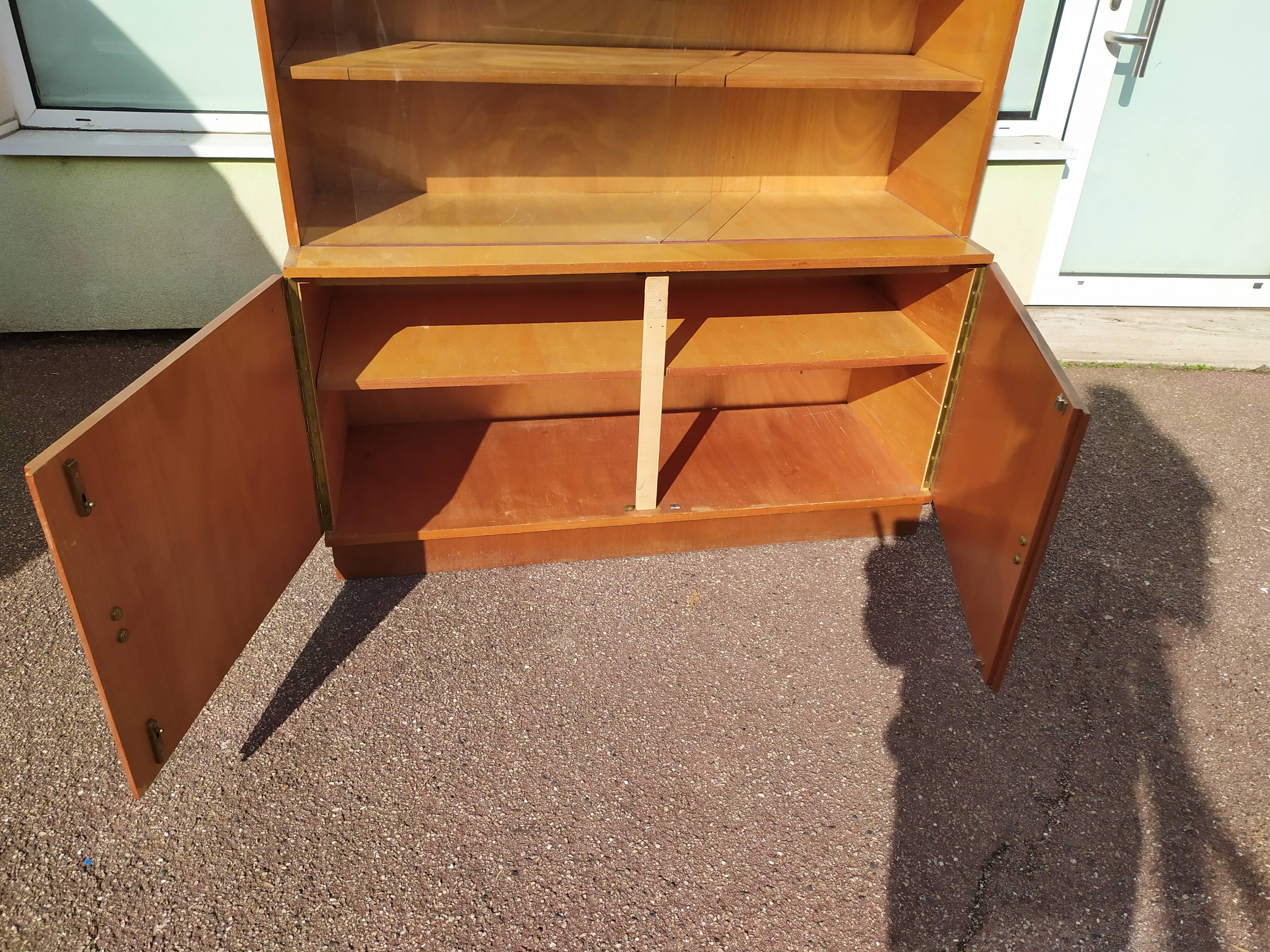 Vintage glass bookcase - Wood