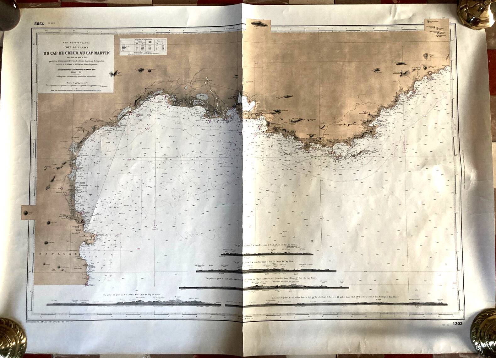 Carte marine ancienne - Golf du Lion - Mer Méditerranée