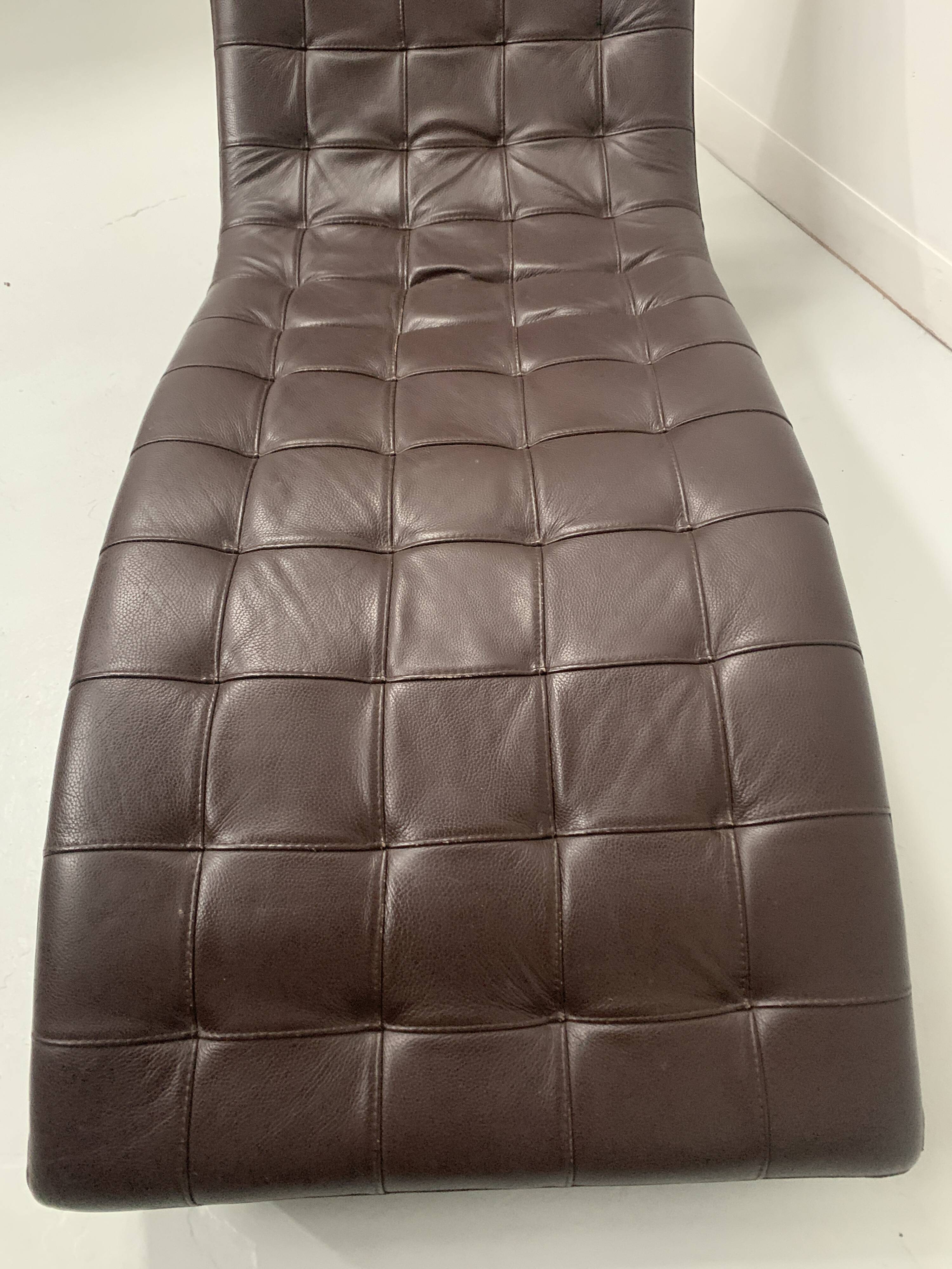 20th century black leather checkerboard relaxation bench