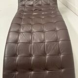 20th century black leather checkerboard relaxation bench