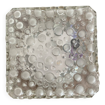 Vintage square ceiling light with bubble relief glass.