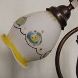 Lampe en bois et verre opalin