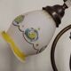 Lampe en bois et verre opalin