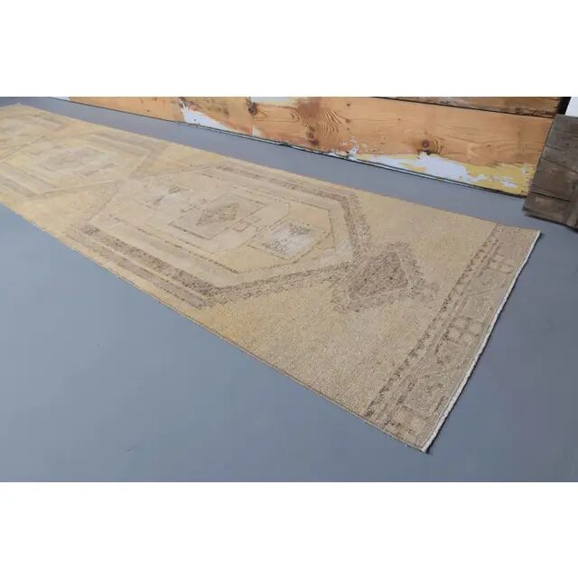 Vintage Turkish Oushak Handmade Runner 85x383
