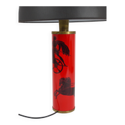 Piero Fornasetti Grande table lamp Bighe red and black mid-century, Italy, 1950s