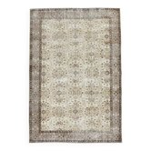 Tapis vintage à bordure florale marron et beige, 184 x 268 cm