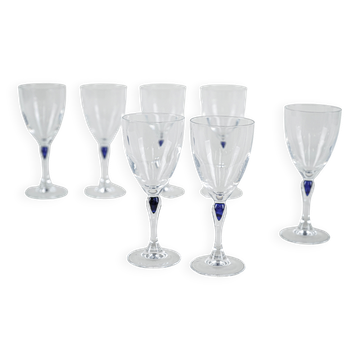 The set of Venise Saphir glasses, French design, 1970s, manufactured by Cri