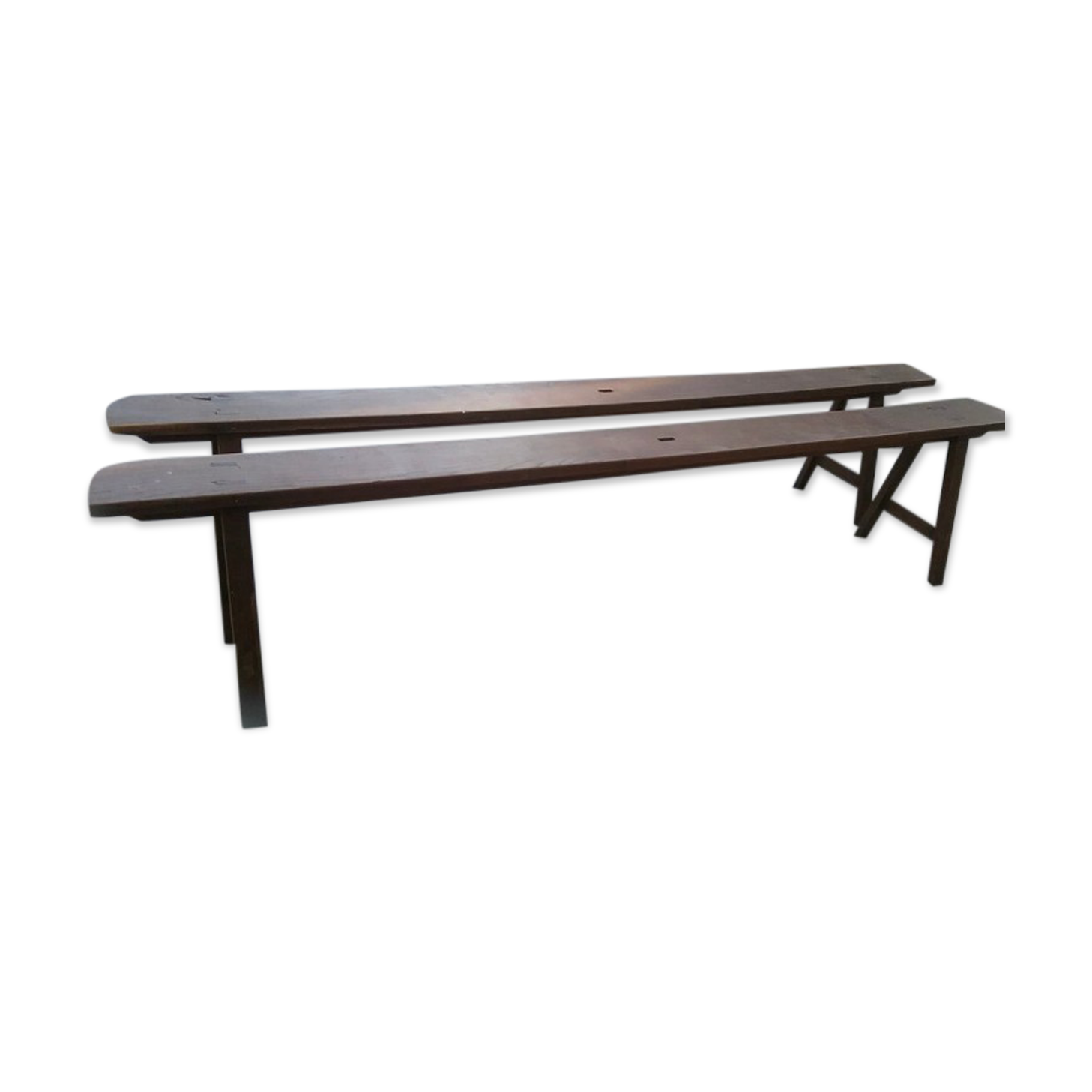 Pair old benches farmhouse