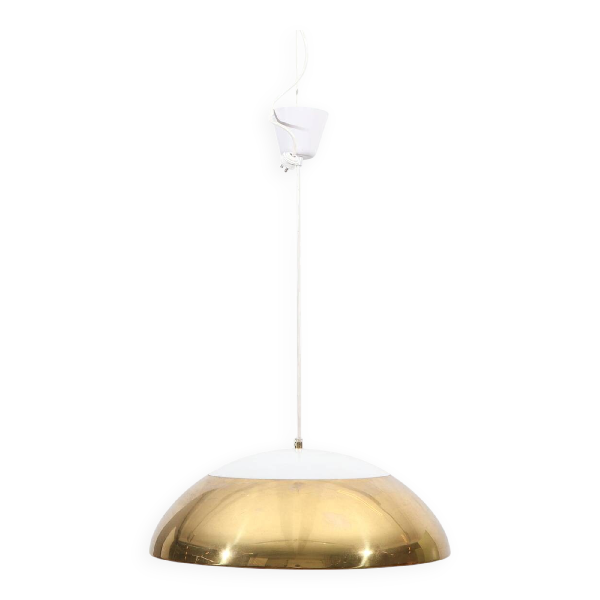 brass and porcelain pendant light - Sweden 60s/70s