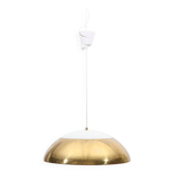 brass and porcelain pendant light - Sweden 60s/70s