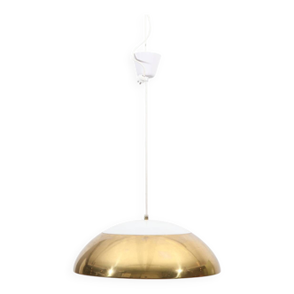 brass and porcelain pendant light - Sweden 60s/70s