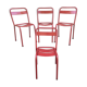 Set of 4 chairs old Tolix T1 metal stackable red vintage