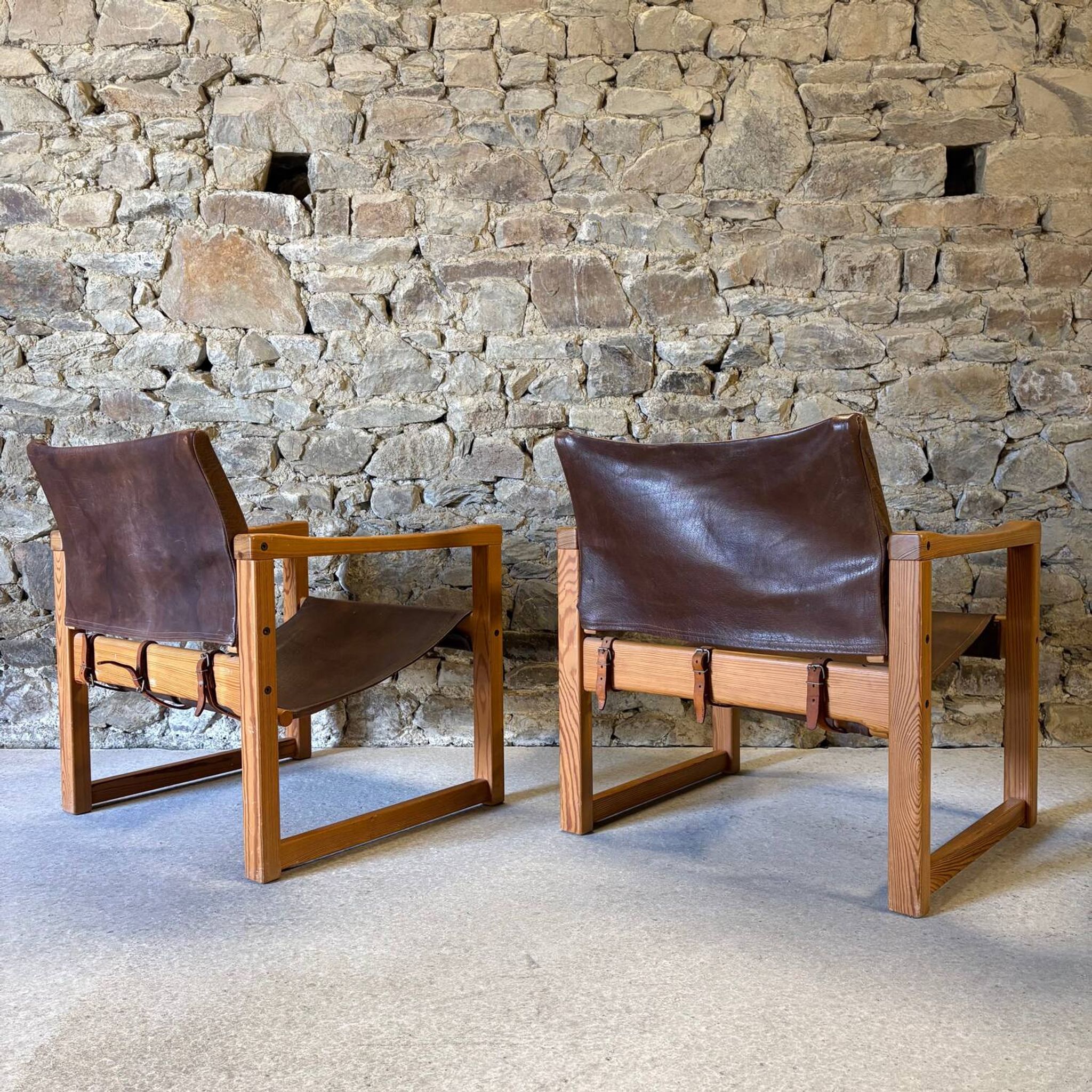 2 leather chairs Diana by Karin Mobring for IKEA, 1970