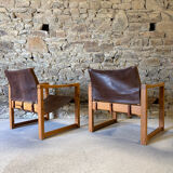 2 leather chairs Diana by Karin Mobring for IKEA, 1970