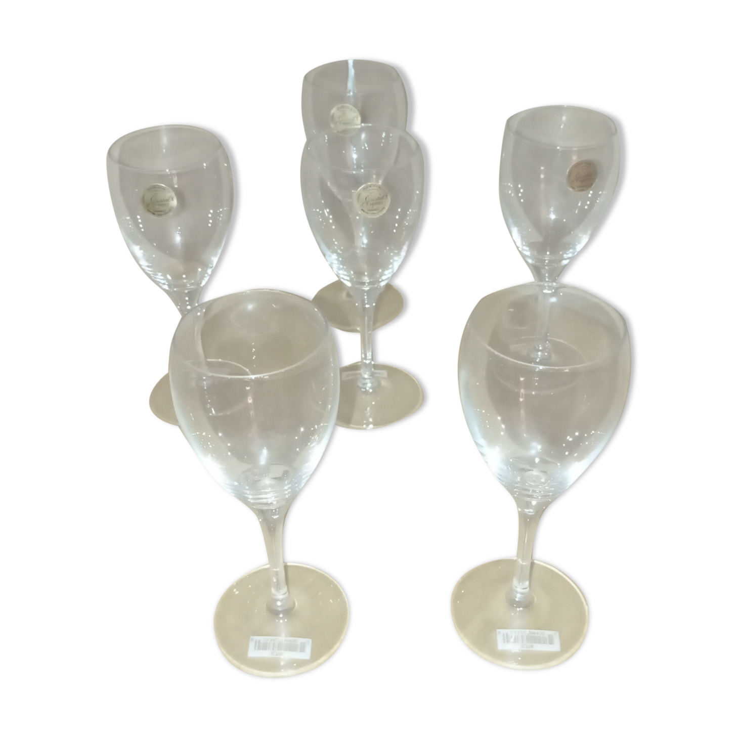 6 crystal wine glasses