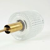 Mid-Century Scandinavian Crystal Glass & Brass Ceiling Light by Fagerlund