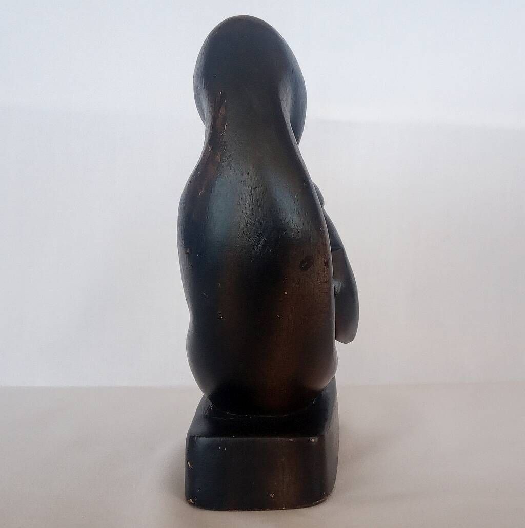Wooden Sculpture of a Woman with Her Child