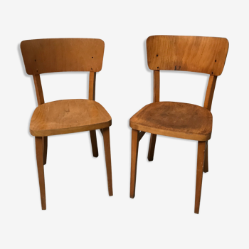 Pair of wooden chairs Thonet vintage bistro 1950