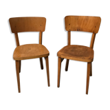 Pair of wooden chairs Thonet vintage bistro 1950