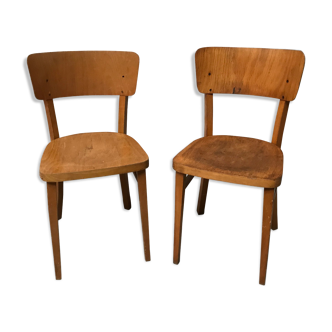 Paire de chaises en bois Thonet de bistrot vintage 1950