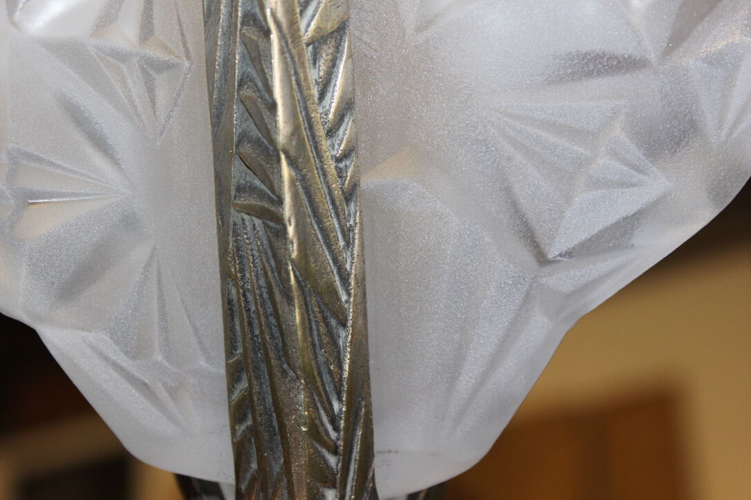 Art Deco period plate chandelier signed Degué