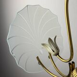 Antique brass and glass chandelier in the style of Pietro Chiesa for Fontana Arte, Italy, 1930s.