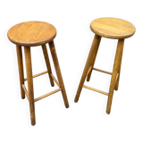 paire de Tabourets de bar bois vintage