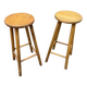 pair of vintage wooden bar stools