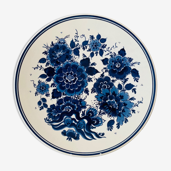 Assiette retro cottage bleu blanc, peint à la main royal goedewaagen pays-bas