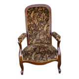 Louis XV Voltaire armchair in solid wood and floral velvet fabric from the years.