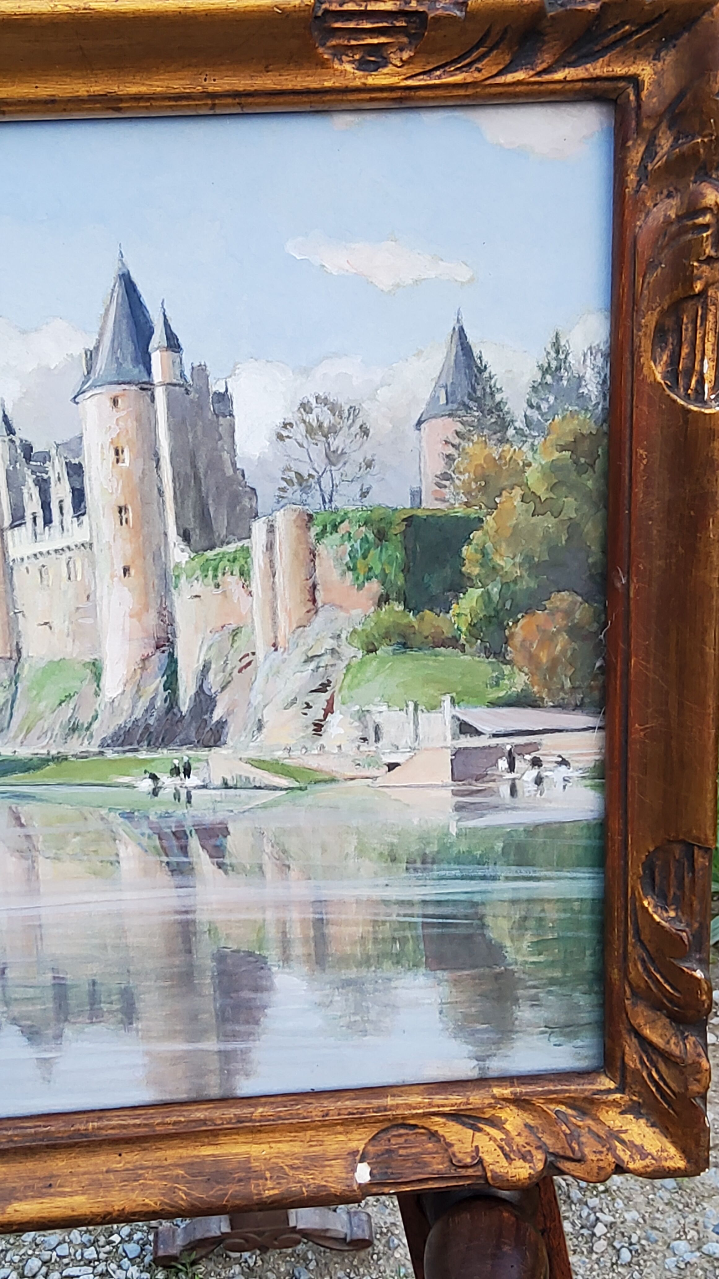 Watercolor Josselin Morbihan Brittany October 1933 CLAUDE MIRBEL