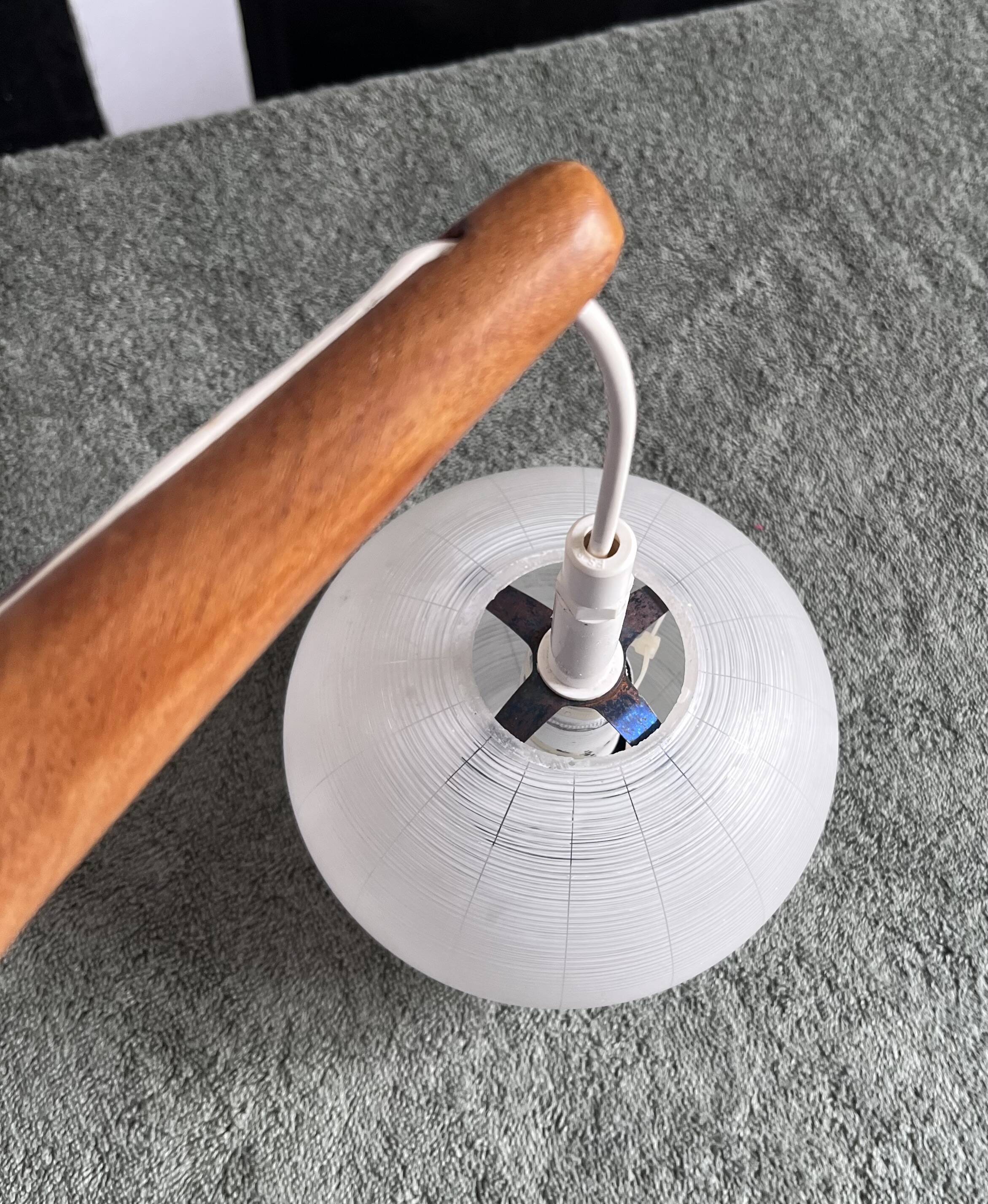 Scandinavian teak opaline wall light