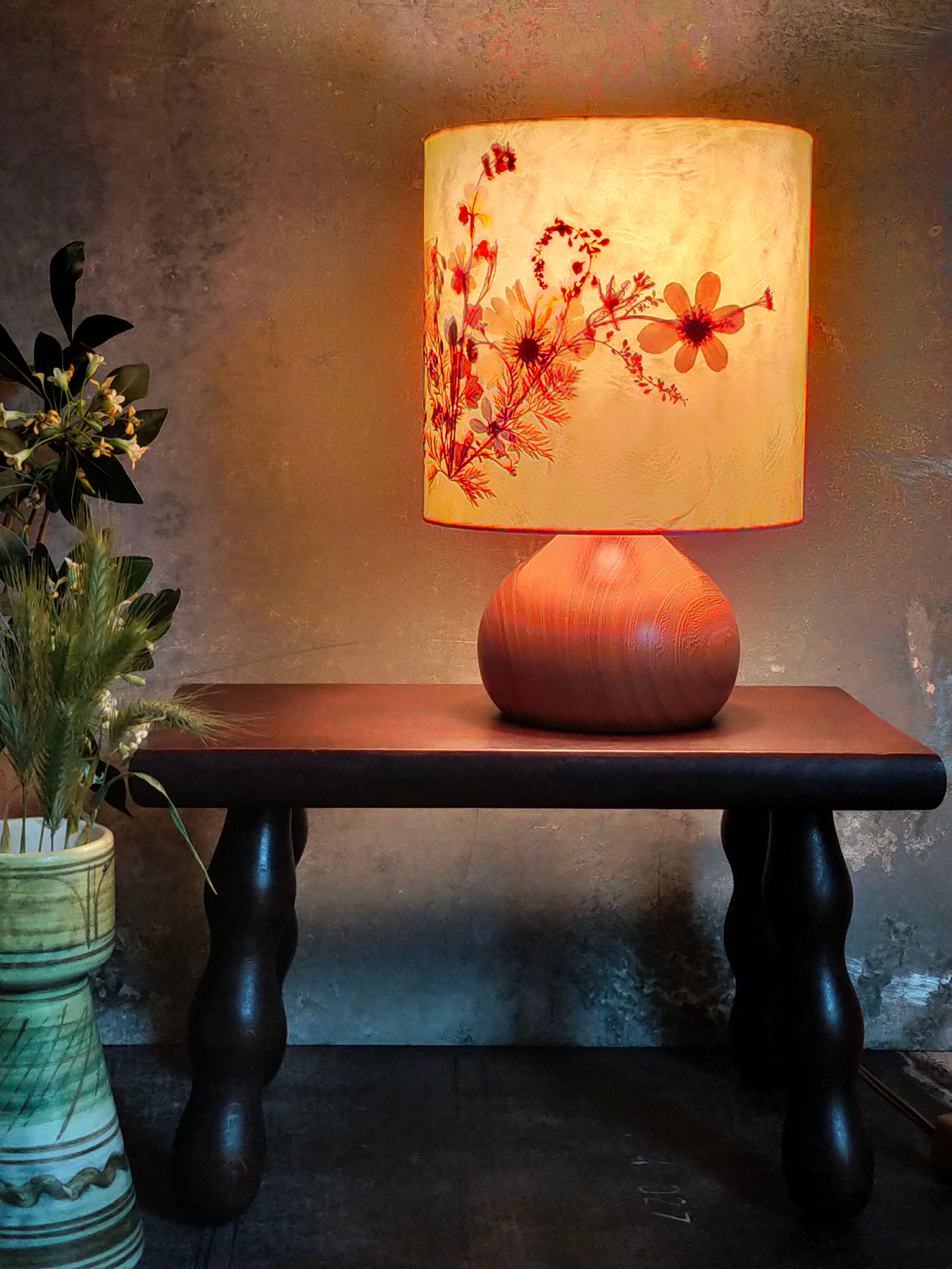 Lampe de chevet en bois vintage