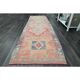 1970s Vintage Turkish Handmade Wool & Cotton Pink Runner Rug 94x306