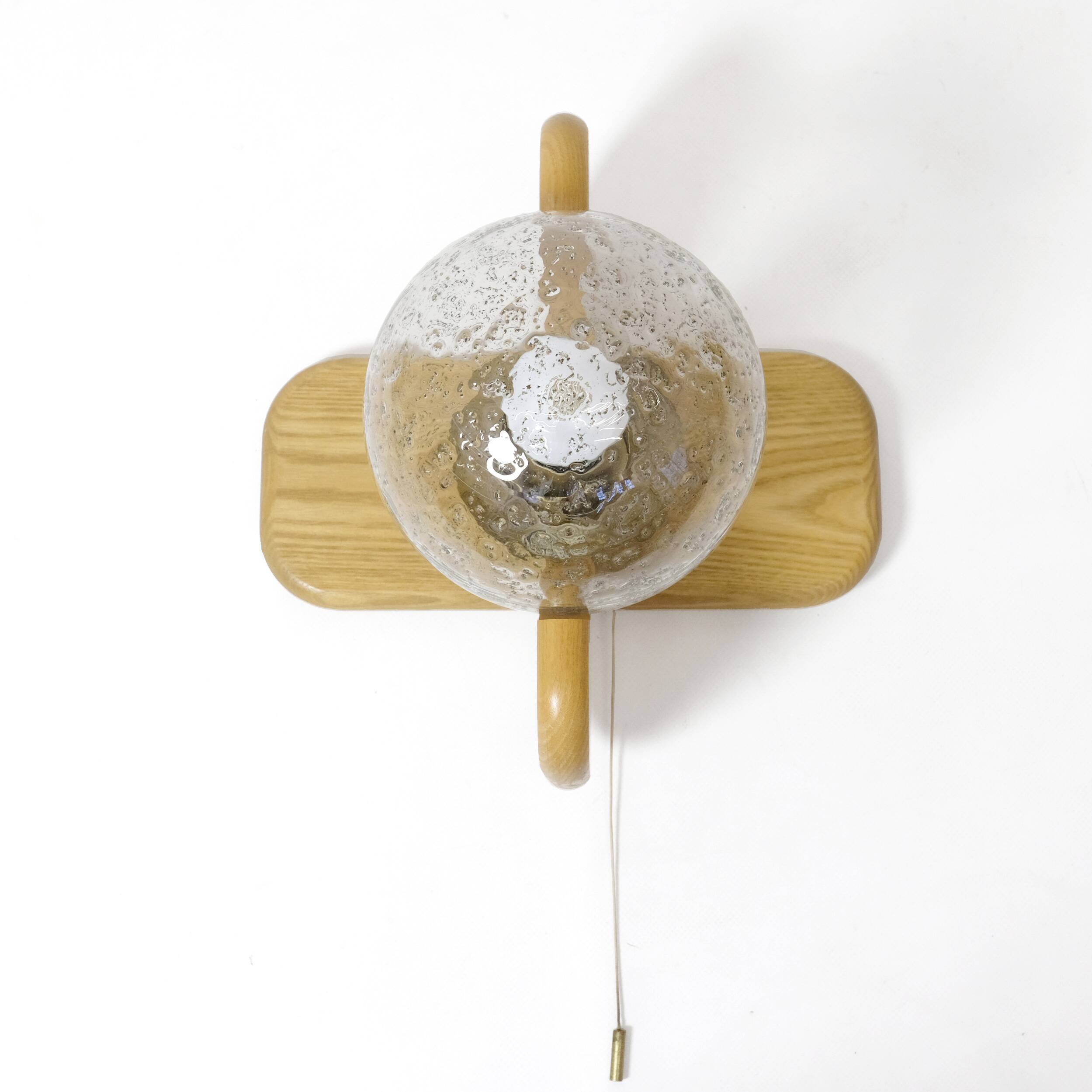 Kaiser Leuchten, wood and glass wall lamp from the 70s.