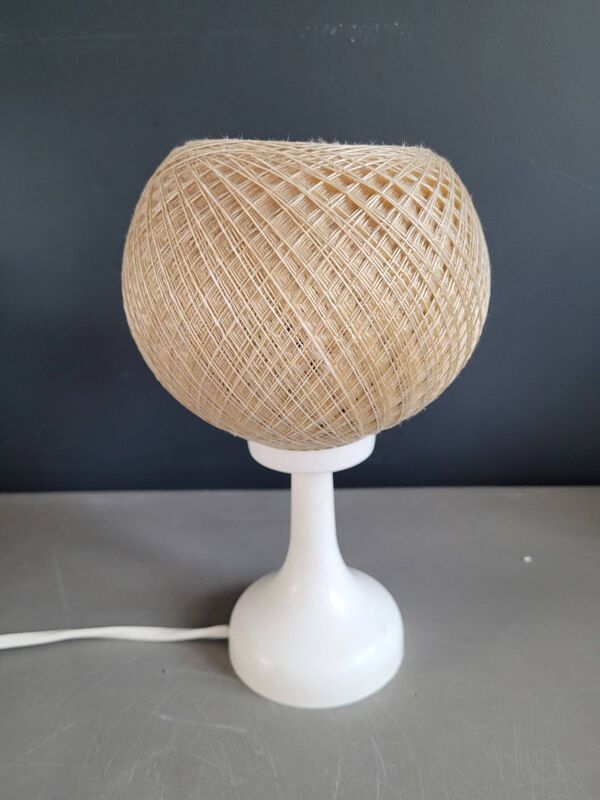 Lampe de table 60's pied tulipe et abat-jour fil tendu