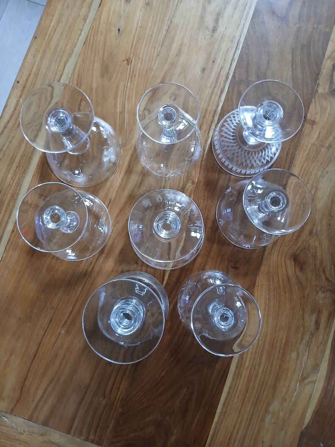 8 mismatched vintage champagne coupes