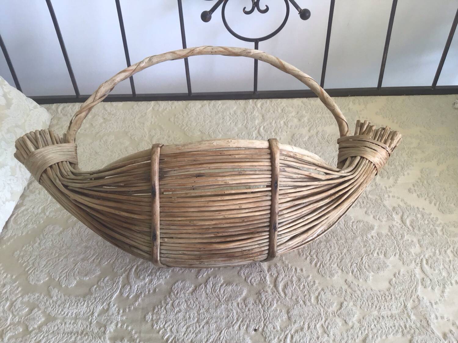 Asian boat-shaped handmade basket
