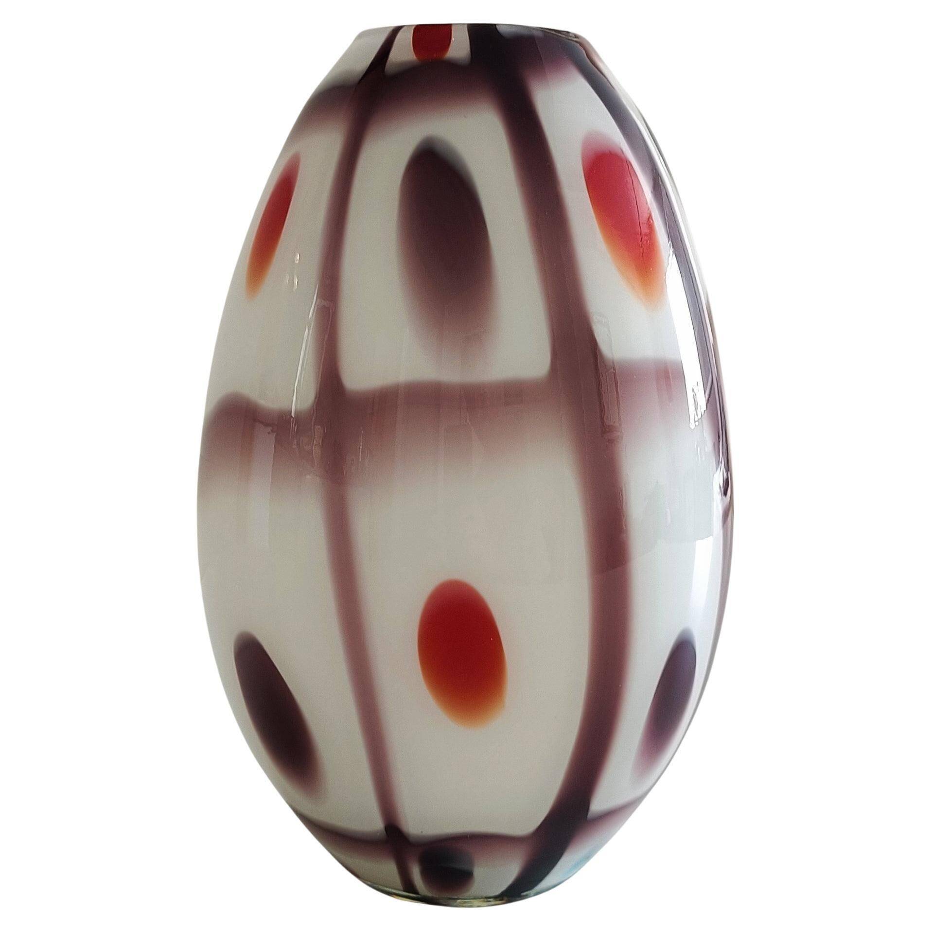 Murano Glass Colorful Ovoid Shaped Vase in The Style of A.Ve.M, Italy, 1960s