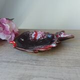 Butter dish set with butter knife in the shape of a colorful fish, Vallauris style